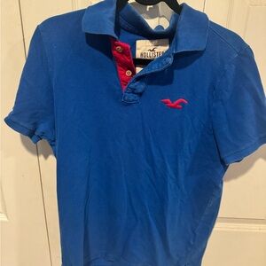 Hollister Men's Polo Shirt in Blue and Red